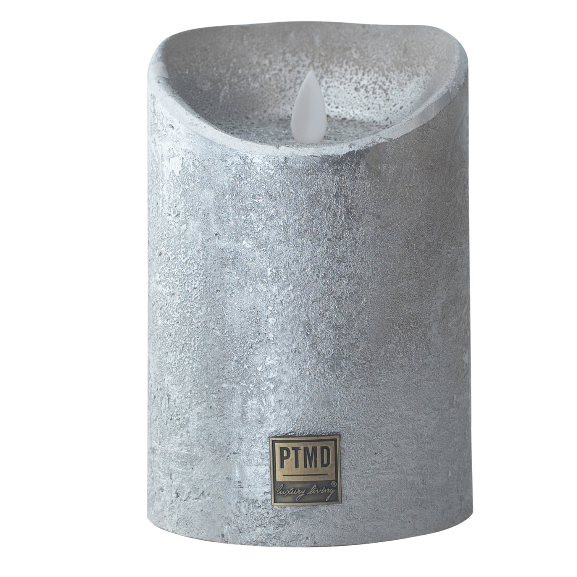 Ptmd Led Battery-operated Pillar Candle L Silver-colored 10 X 15 Cm