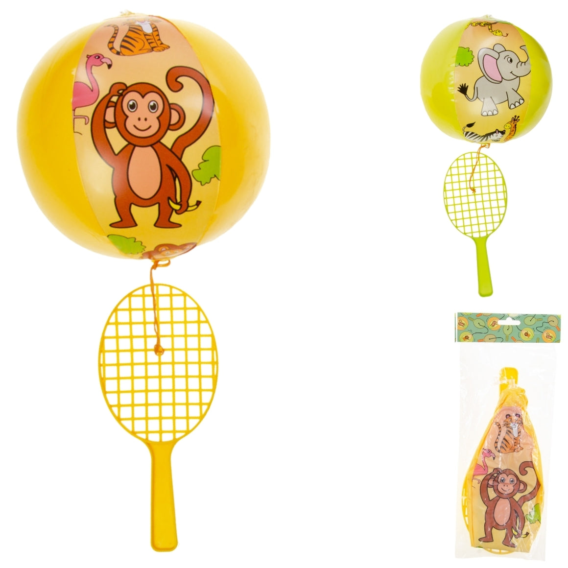 Tennis Racket With Ball On Elastic Safari 24 Cm 2 Assorted