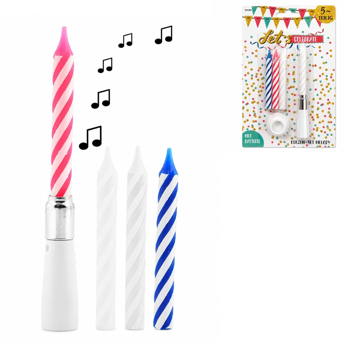 Melody Happy Birthday Cake Candles 5-piece