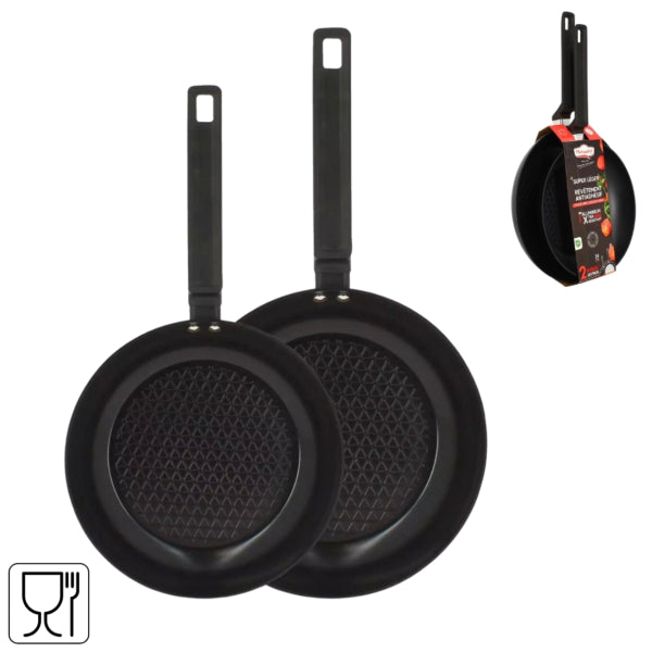 Svart stekpanna 24 och 28 cm set om 2