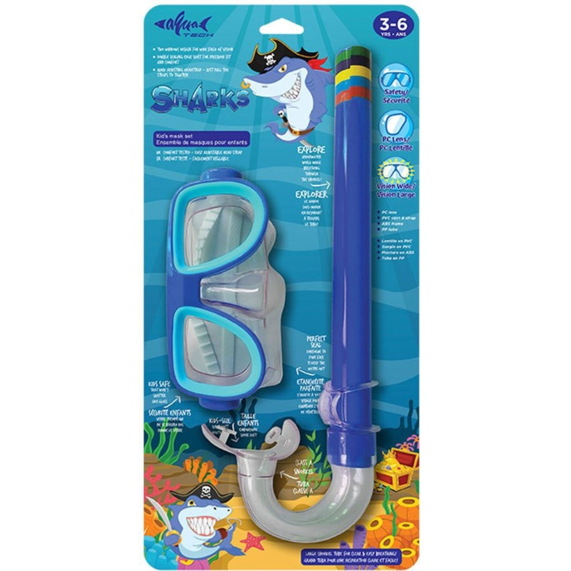 Aqua Tech Snorkel Set Sharks