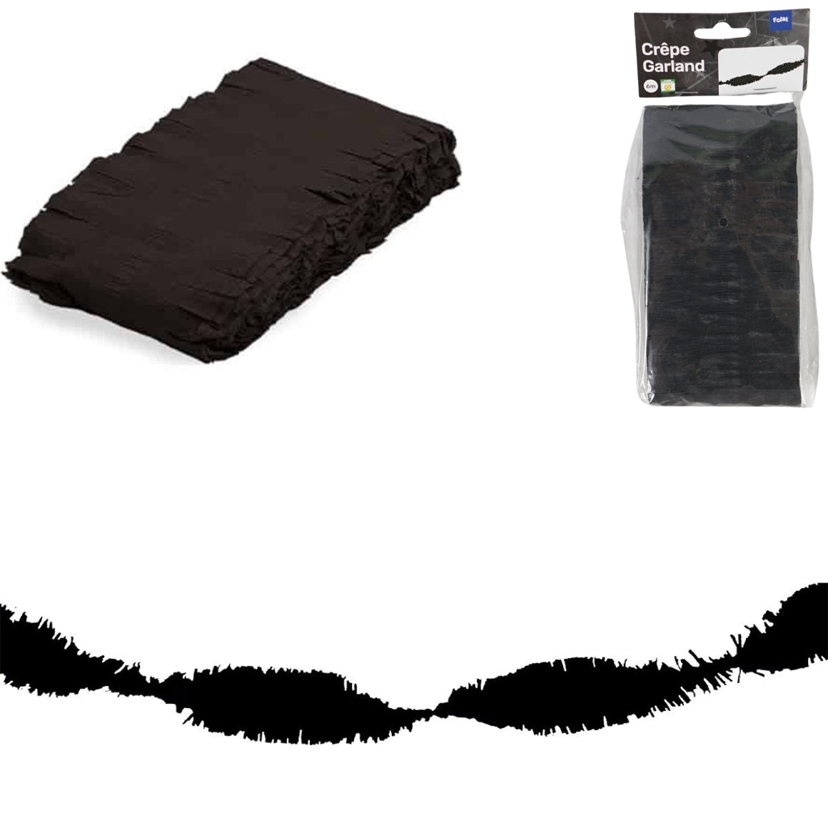 Folat Twist Garland Crepe Paper Black 6 Meters
