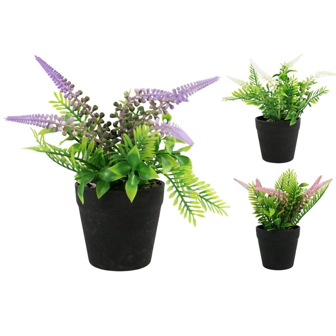 Artificial Lavender Plant In Pot 24 Cm 3 Assorted