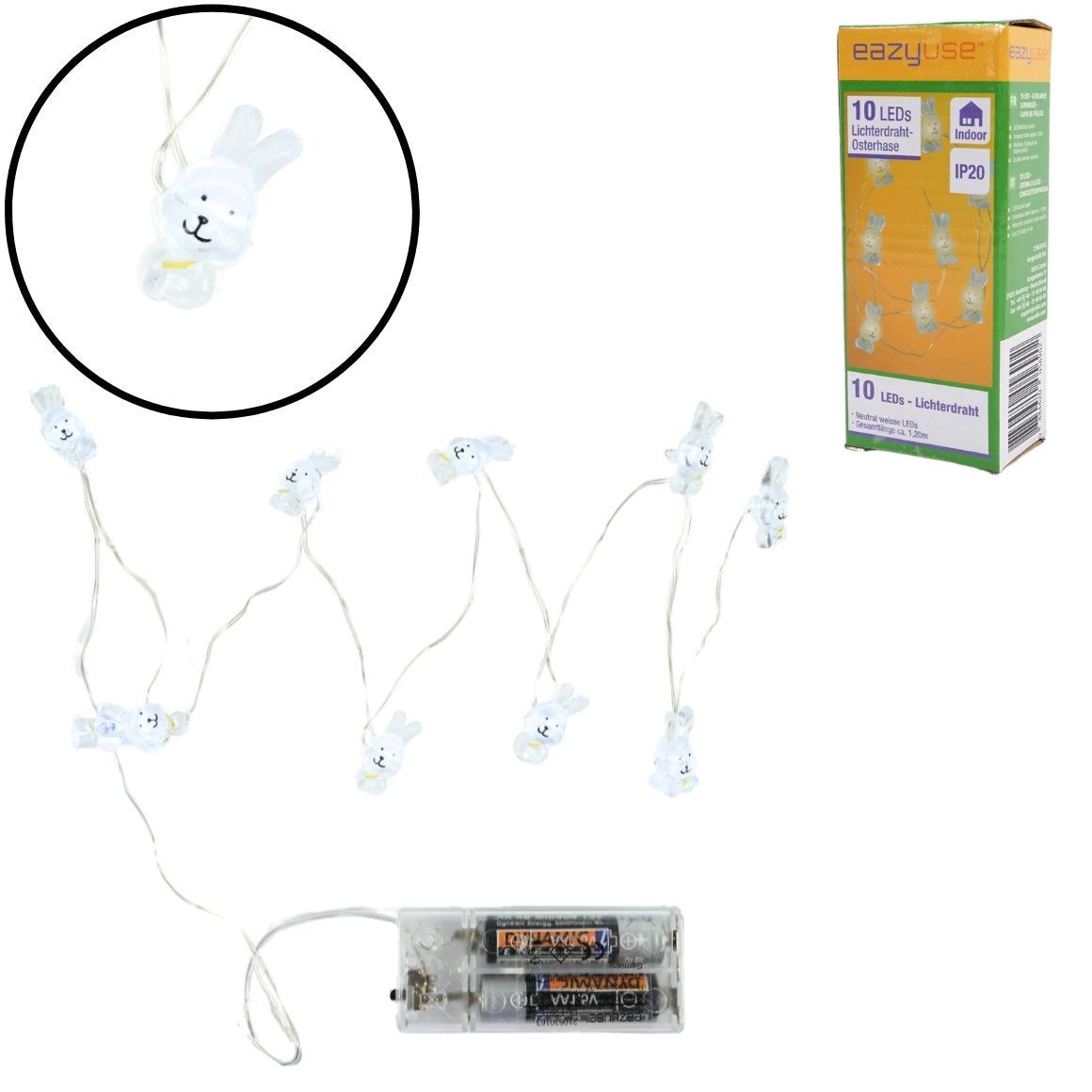 Guirnalda De Luces Led Conejo A Pilas 120 Cm