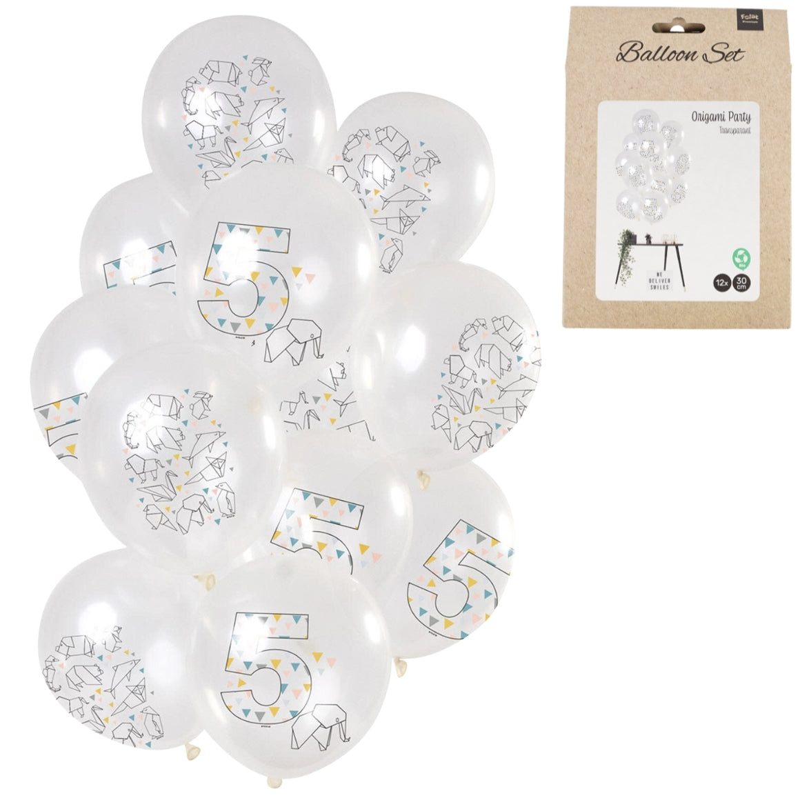 Origami Balloons Number 5 Years 30 Cm Set Of 12