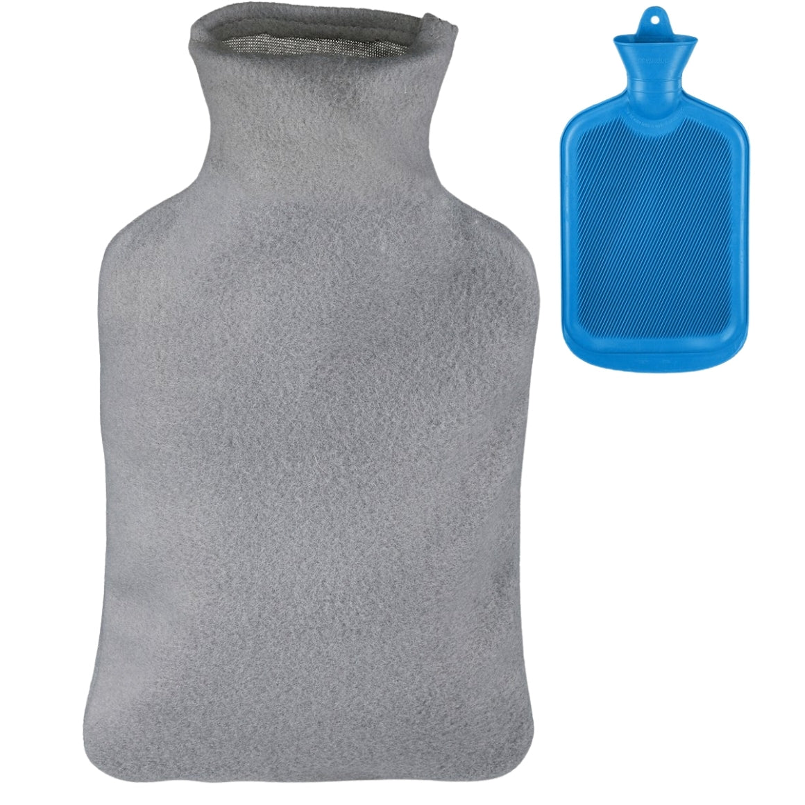 Relaxdays Hot Water Bottle With Cover Blue/grey 2 L