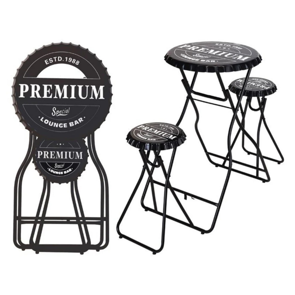 Countryfield Folding Table With Bar Stools 146 Cm