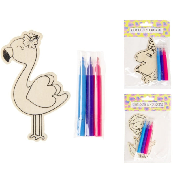Color Your Own Wooden Figure Diy 11 Cm 3 Assorted