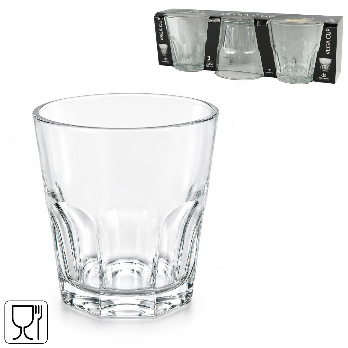Homeware Drinking Glass Vega 250 Ml 3 Pieces