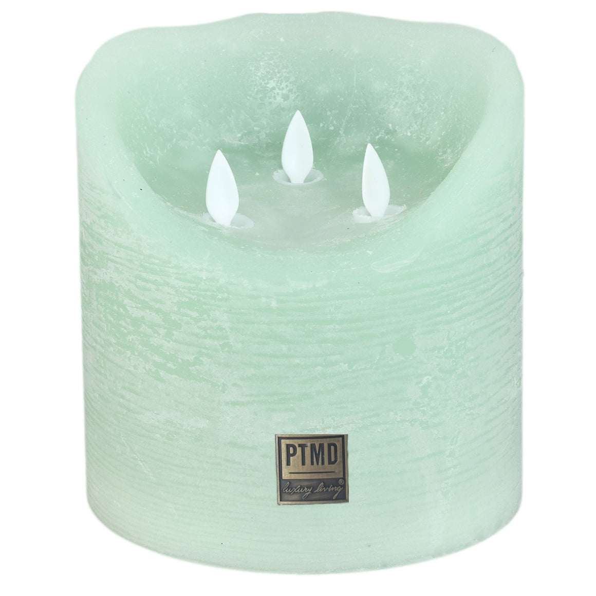 Ptmd Battery-operated Led Pillar Candle Xxl Sage Green 15 X 15 Cm