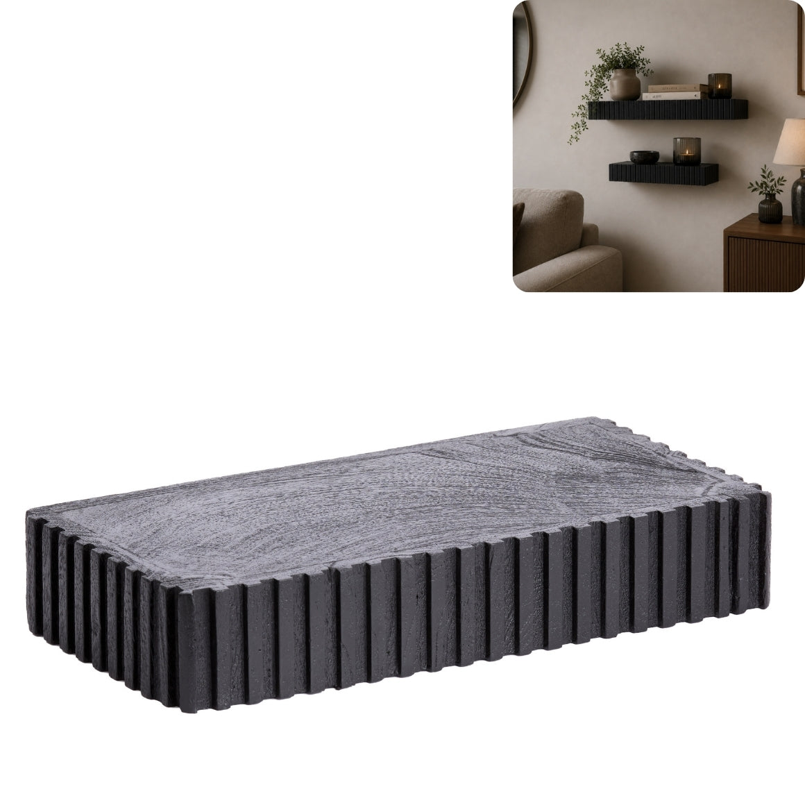 Light & Living Wall Shelf Gatura Black 40 Cm