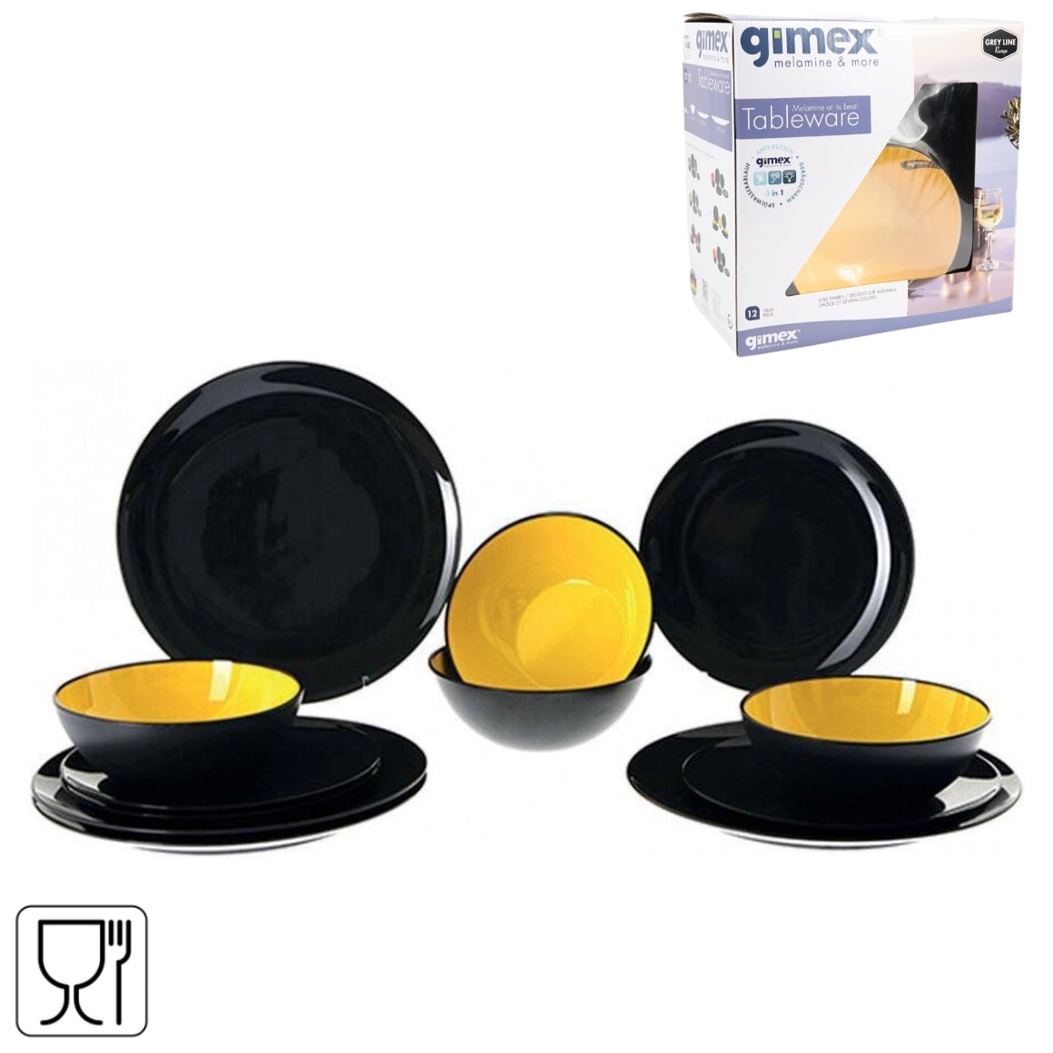Gimex Dinnerware Yellow 25 Cm Set Of 12