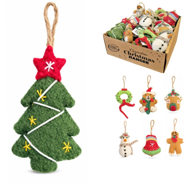 Home Accents Christmas Hanger Felt 11 Cm 7 Assorted