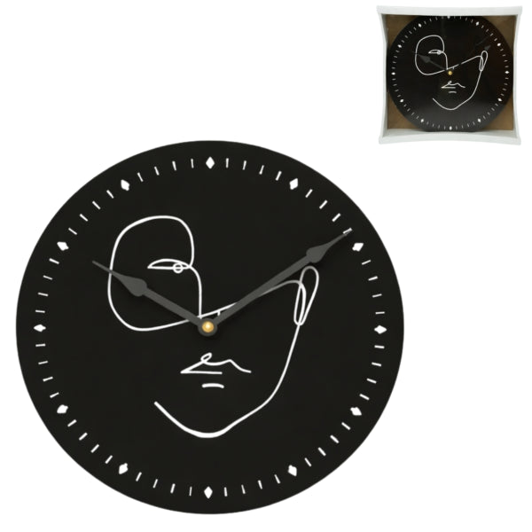 Noor Living Wanduhr Gesicht Schwarz 29 cm