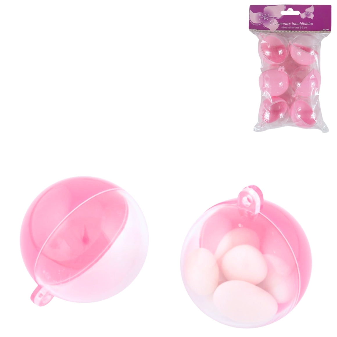 Pink Pendant Ball 5 Cm Set Of 6