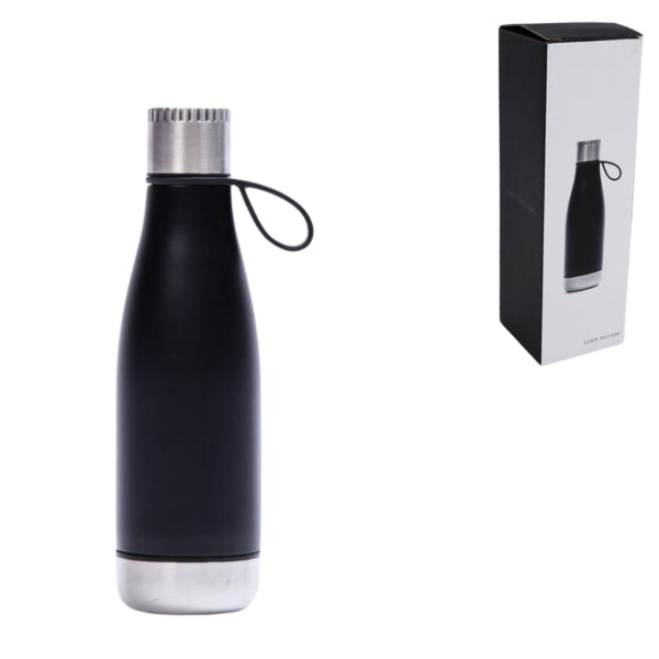 Garrafa Isolada Dupla Abertura Preta 0,45 L