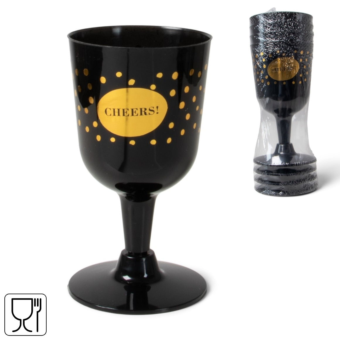 Senza Wine Glasses Black/gold 140 Ml 4 Pieces