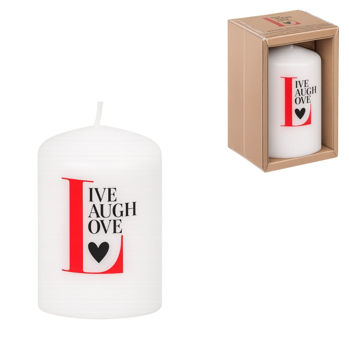 Out Of The Blue Pillar Candle Live Laugh Love 6 X 8 Cm