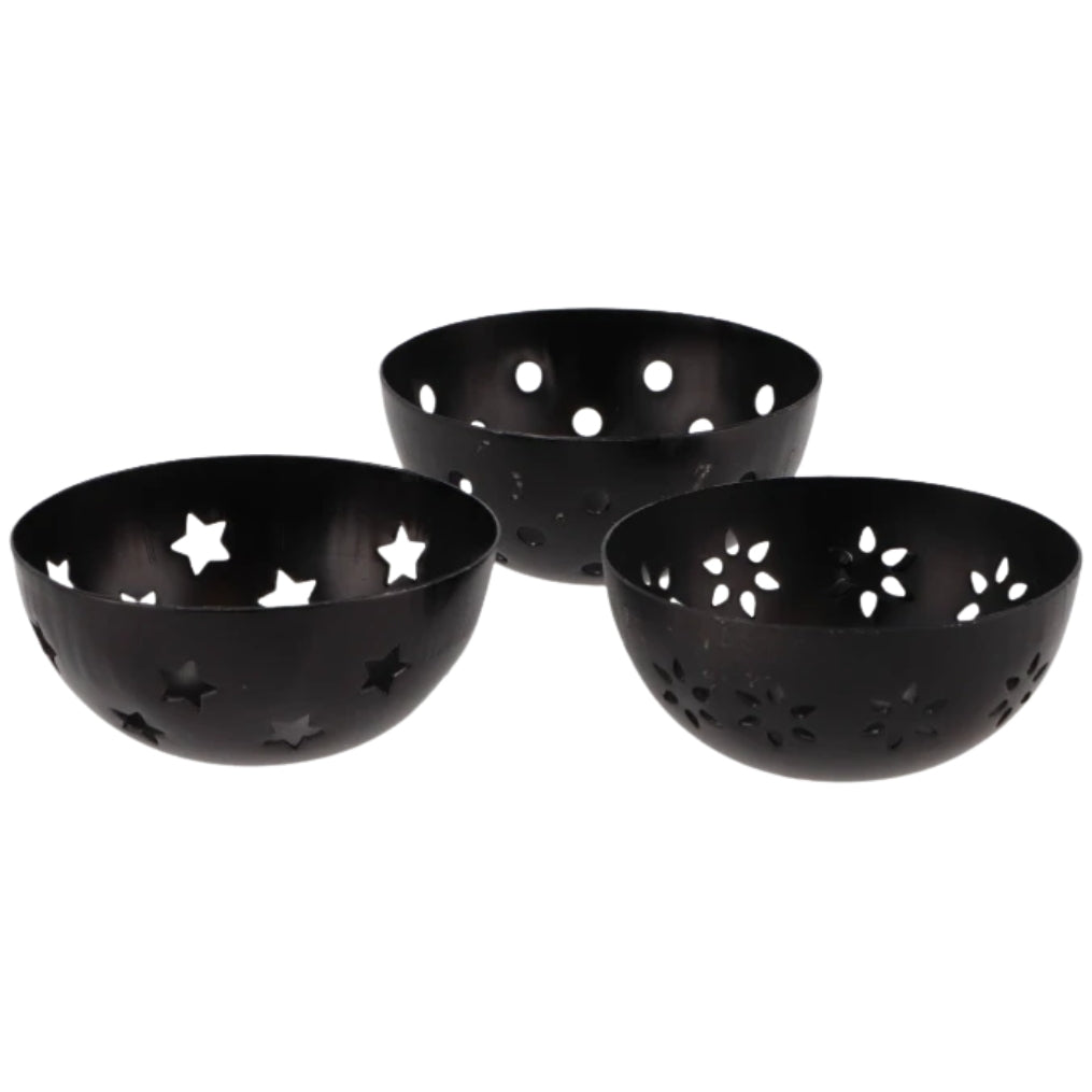 Tealight Holder/ Fragrance Cube Holder Amber Metal Black 7.5 Cm 3 Assorted