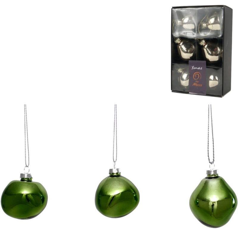 Xmas By Moos Green Christmas Baubles 6 Cm 6 Pieces