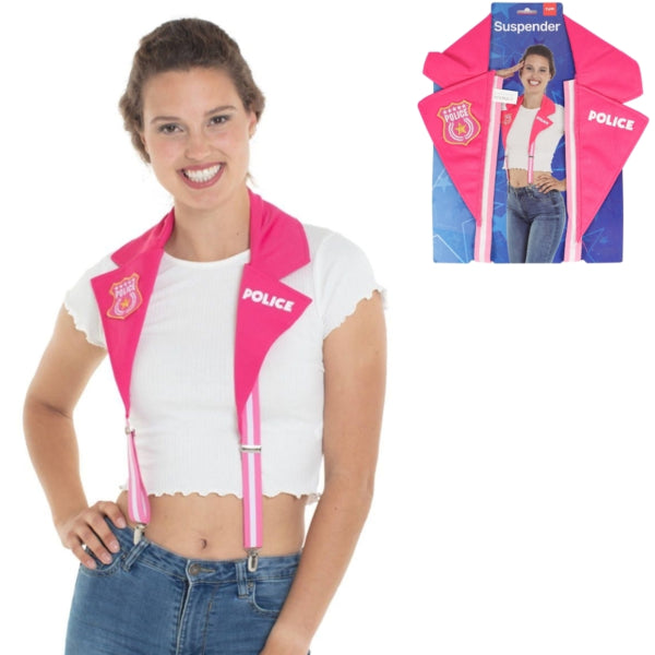 Folat Police Suspenders Pink One Size