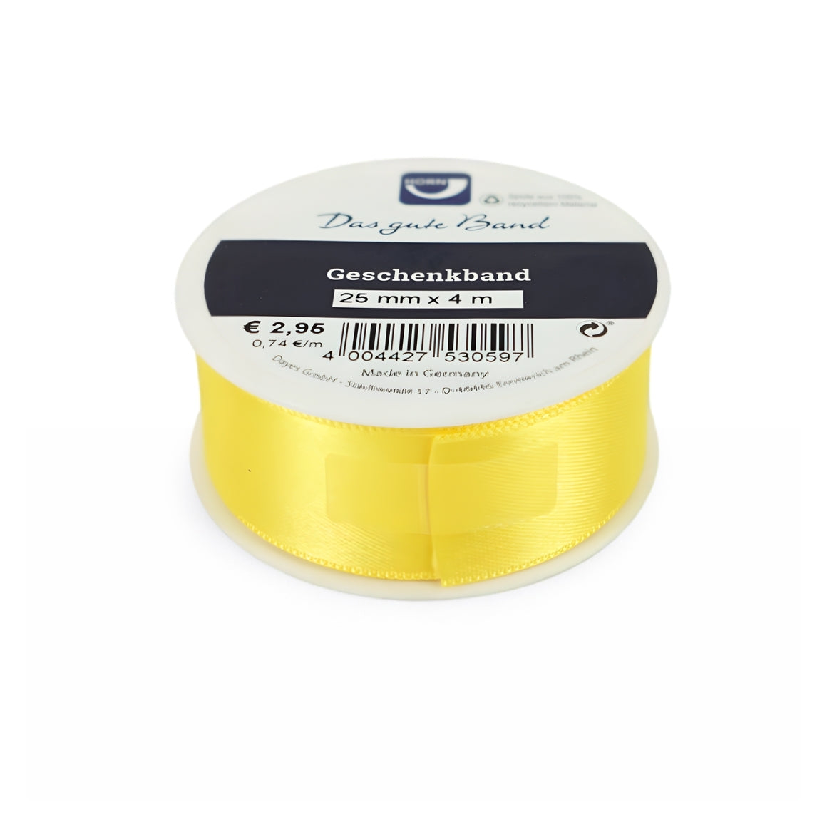 Horn Gift Ribbon Satin Yellow 4 M