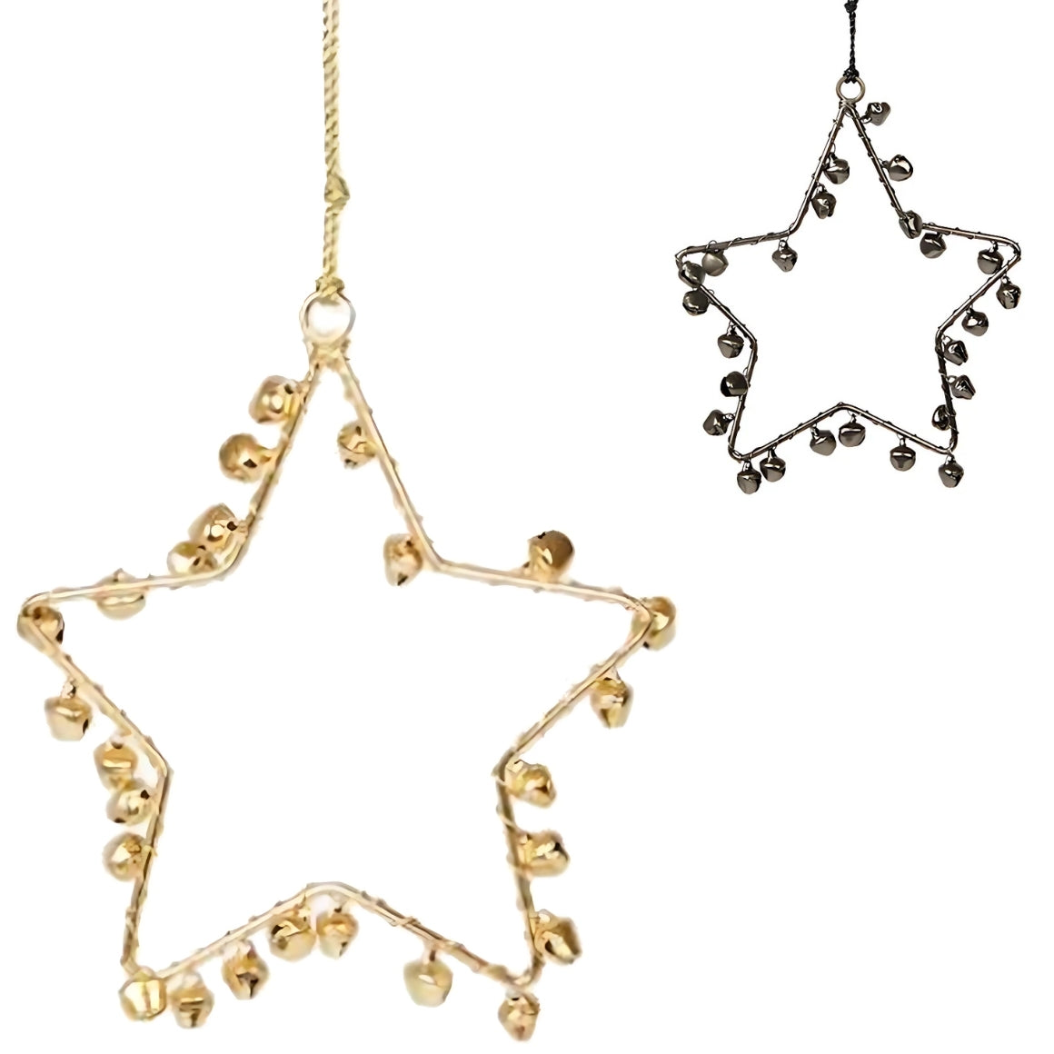 Christmas Star Hanger With Bells 11 Cm 2 Assorted