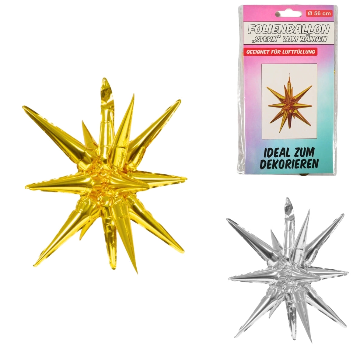 Foil Balloon Star 56 Cm 2 Assorted