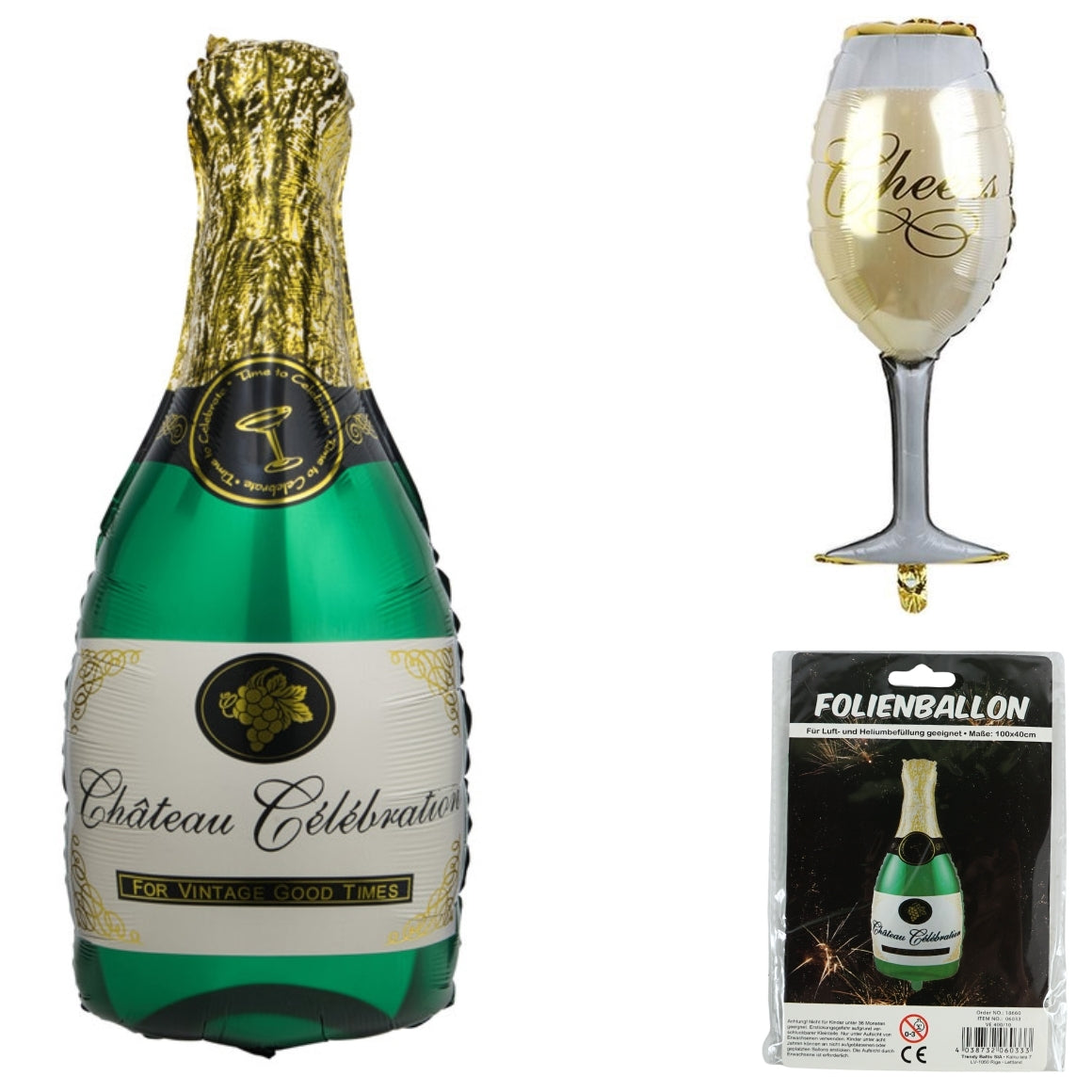 Foil Balloon Champagne 100 Cm 2 Assorted