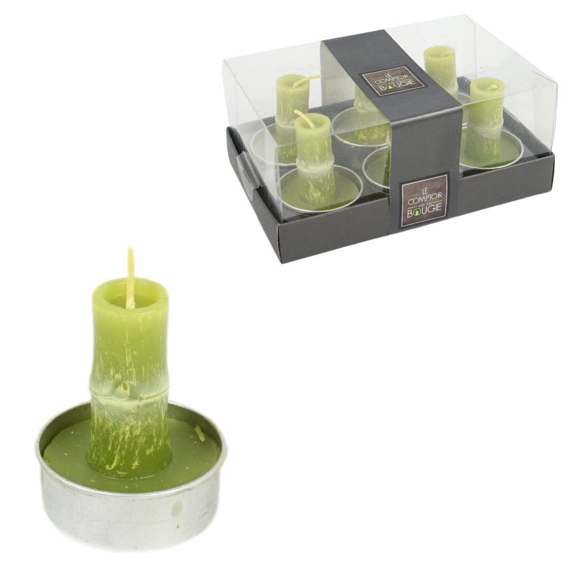 Green Bamboo Tea Lights 5 Cm 6 Pieces