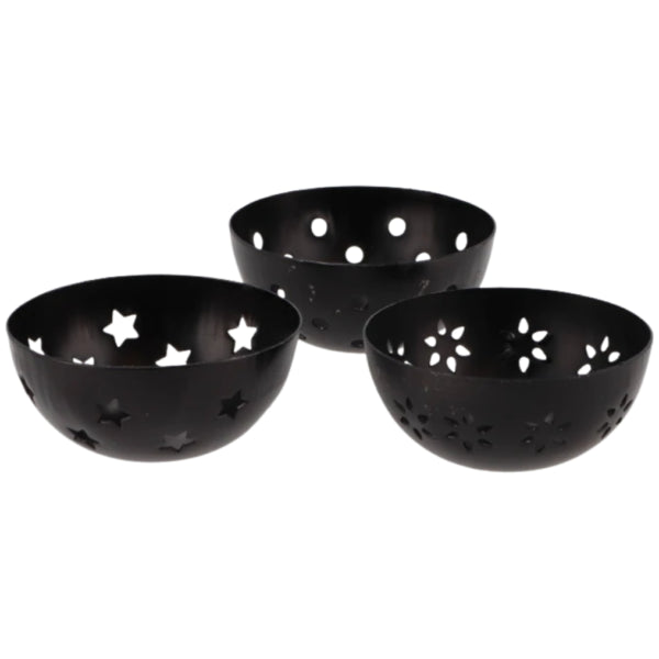 Tealight Holder/ Fragrance Cube Holder Amber Metal Black 7.5 Cm 3 Assorted