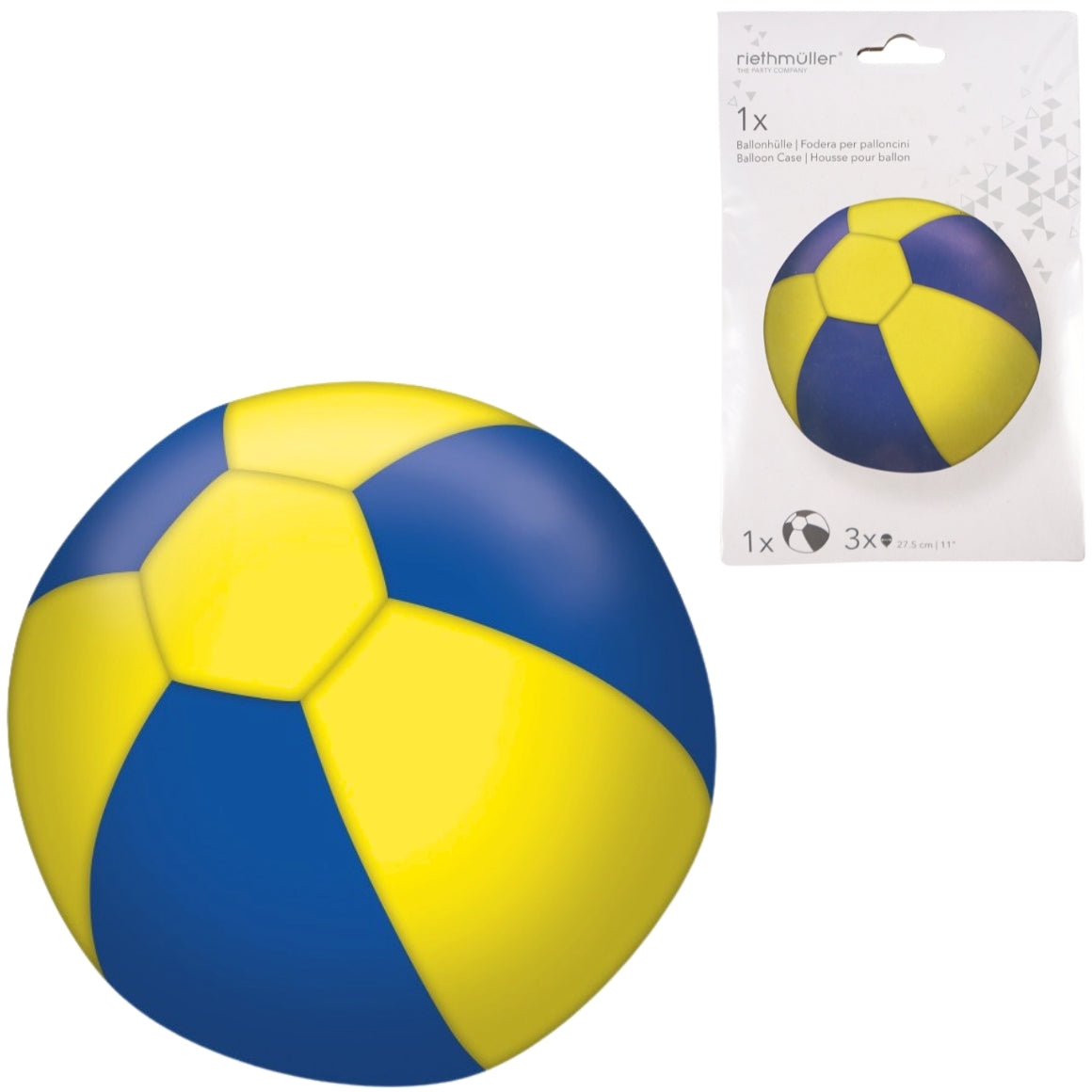 Funda Para Globos Con 3 Globos Amarillo/azul 27,5 Cm