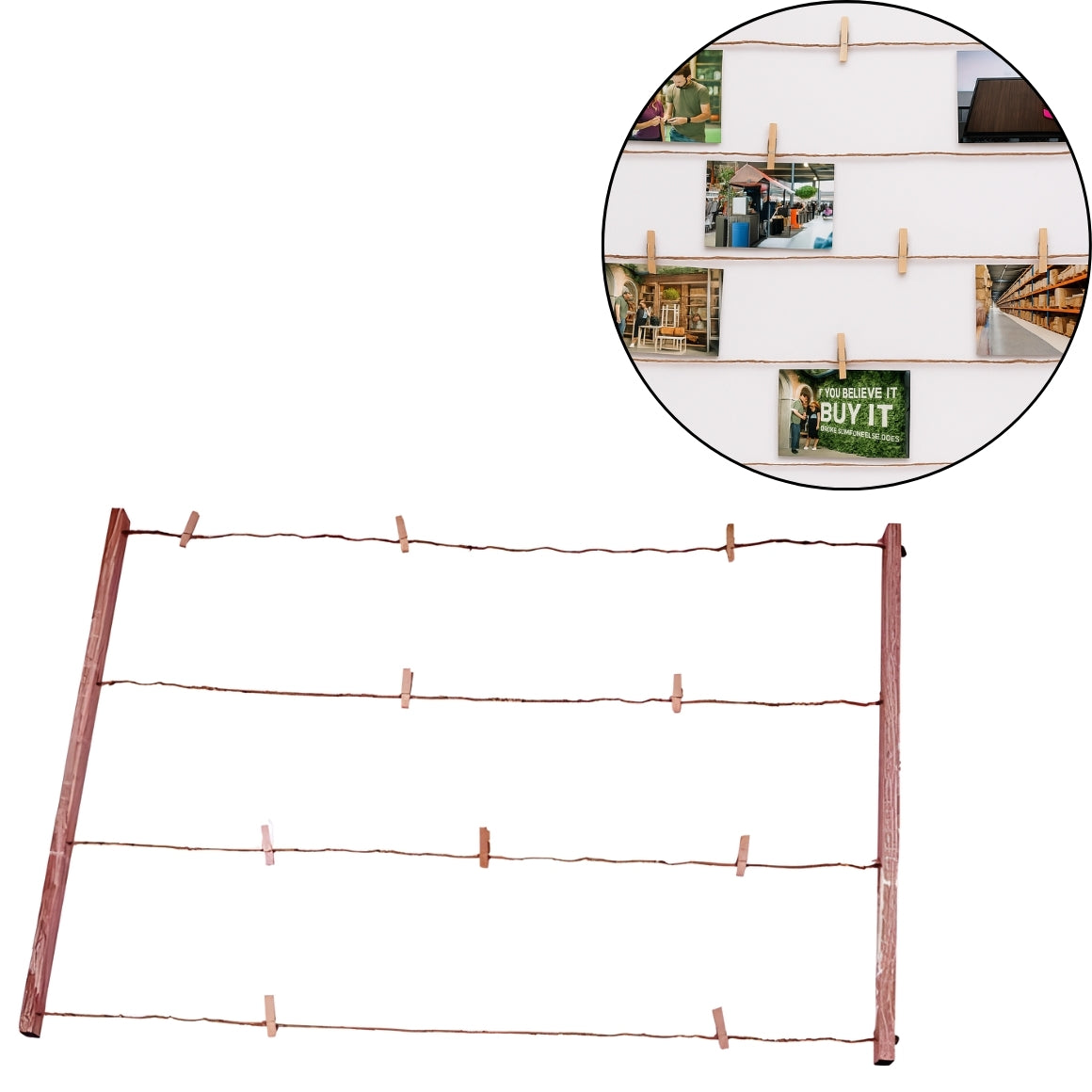 Photo Frame With Clothespins 70 Cm