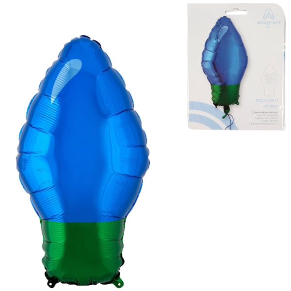 Modrý fóliový balónik vianočné osvetlenie 55 cm