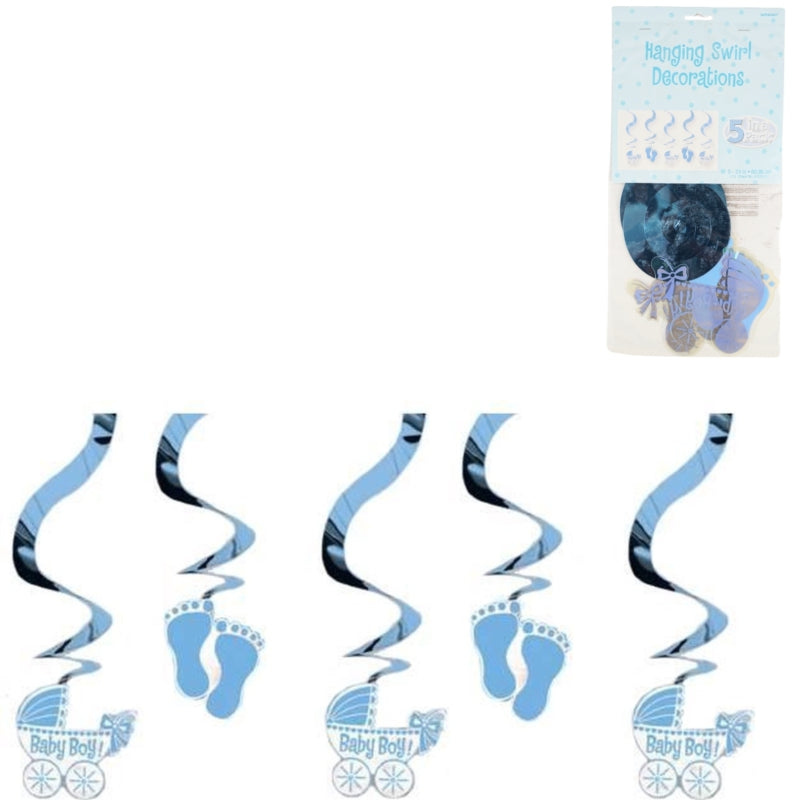 Spiral Hanger Baby Boy Foil 61 Cm Set Of 5