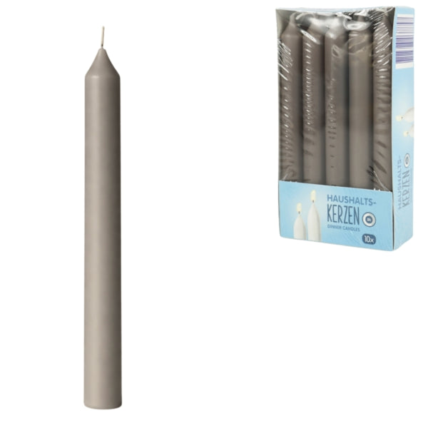 Grey Dinner Candles 2 X 16 Cm 10 Pieces