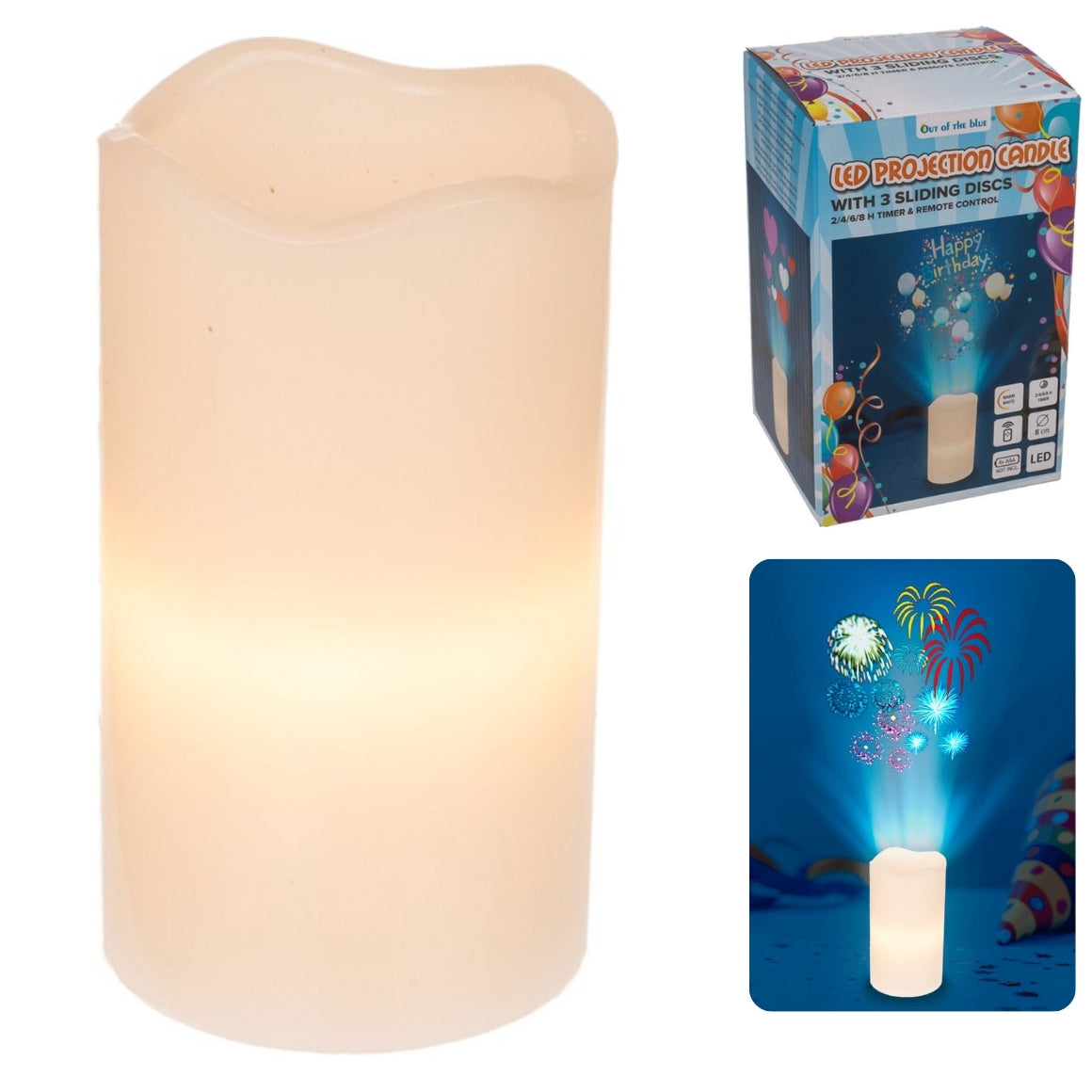 Out Of The Blue Led Battery-operated Candle Projector White 15 Cm