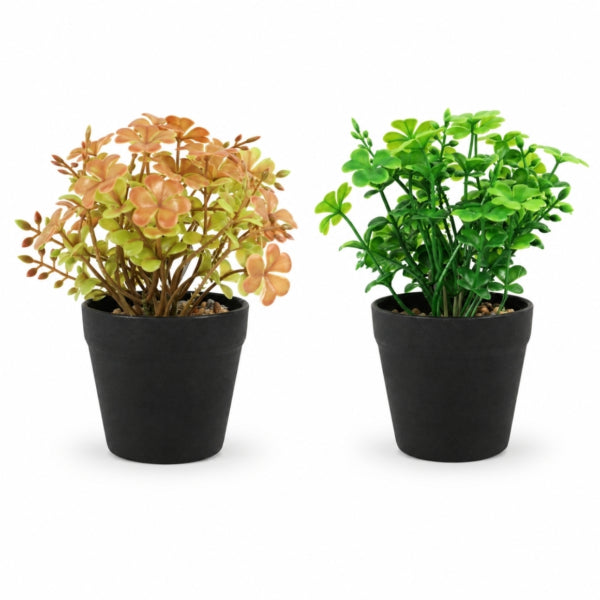 Artificial Clover Plant In Pot 18 Cm 2 Assorted