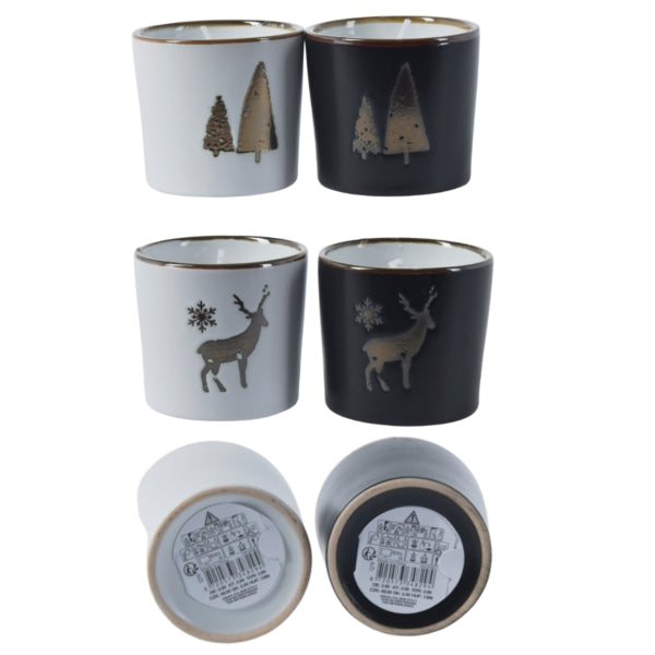 Candle In Jar Christmas 6.5 X 6 Cm 4 Assorted