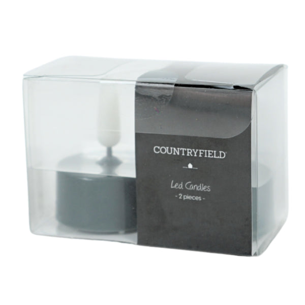 Countryfield Led Tealight Elegance Flame Effect Black 5 Cm Set Of 2