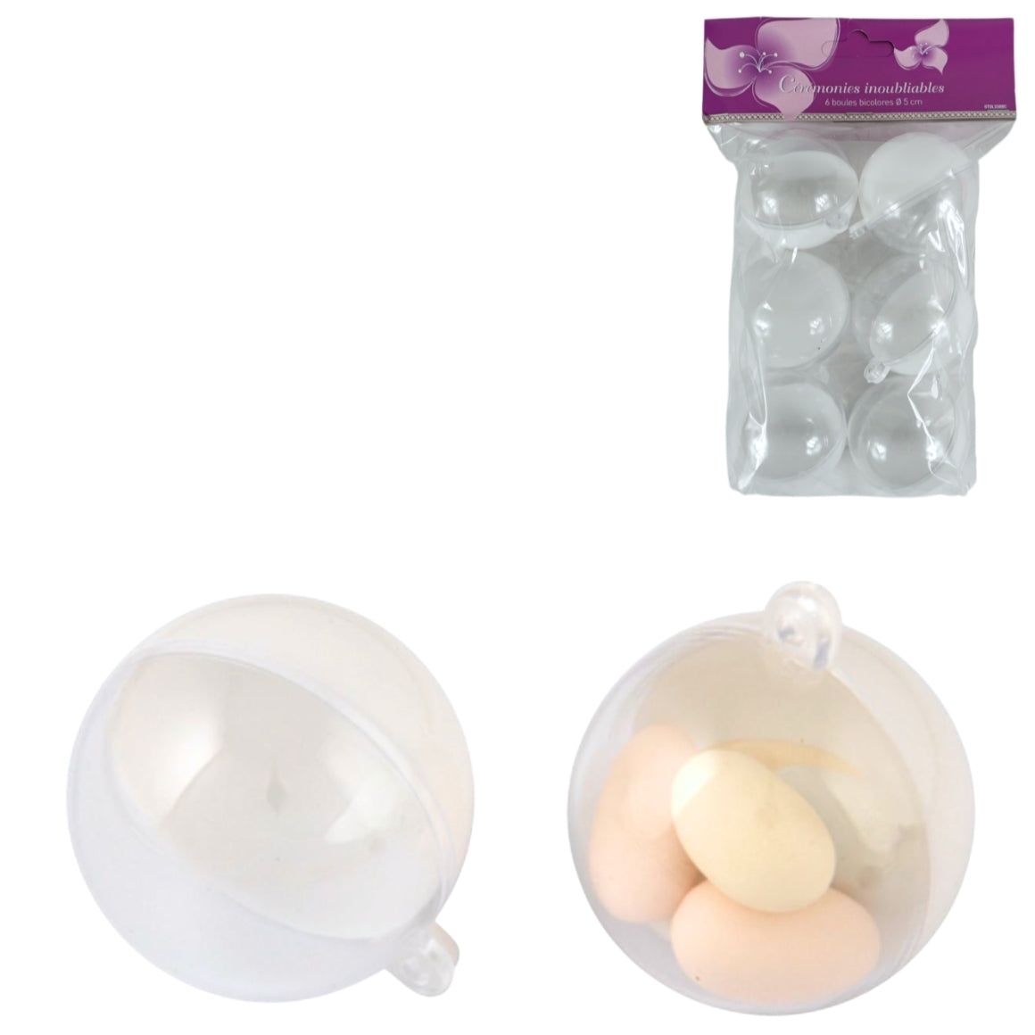 White Pendant Ball 5 Cm Set Of 6