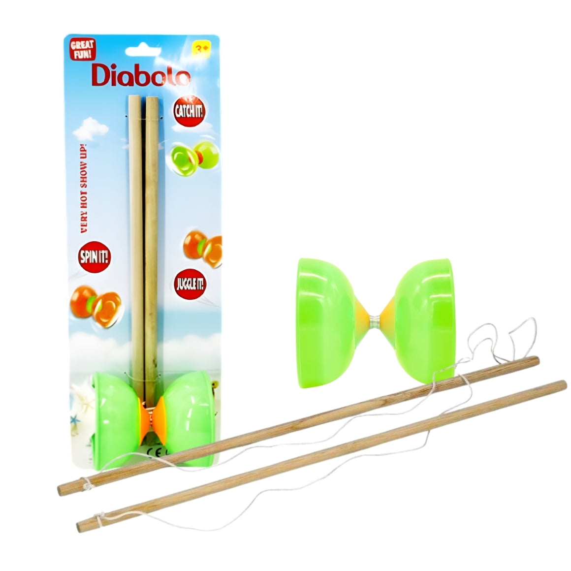 Diabolo With Wooden Sticks Green Set