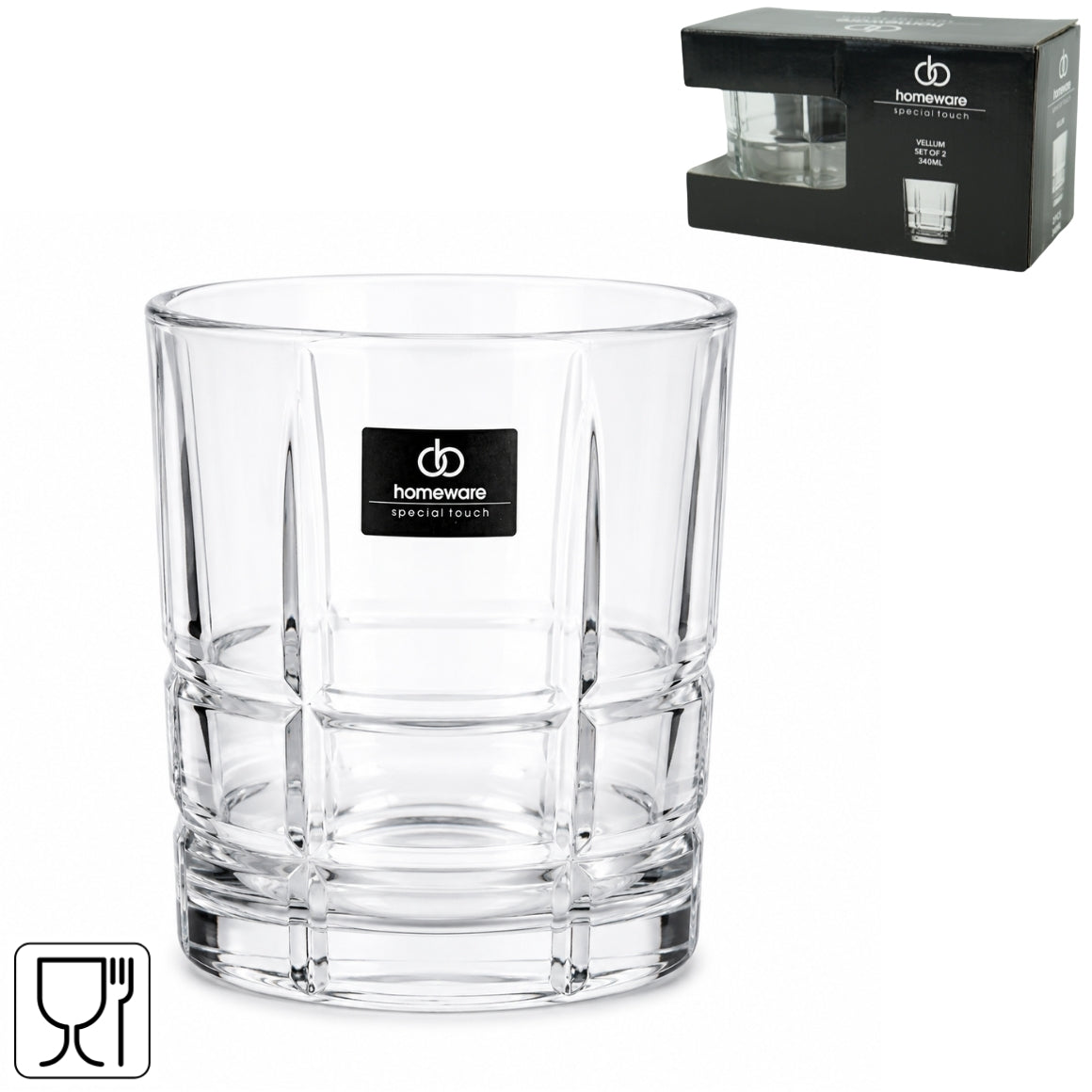 Homeware Drinking Glass Vellum 340 Ml 2 Pieces