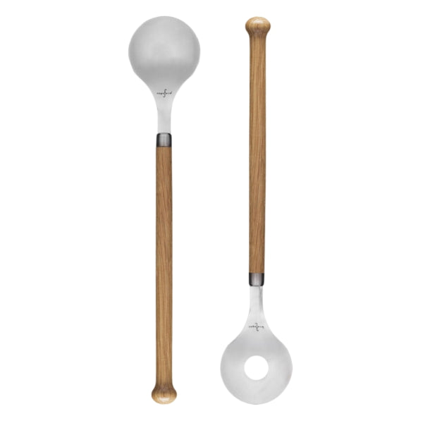 Sagaform Nature Salad Cutlery Wood Stainless Steel 31 Cm Set Of 2