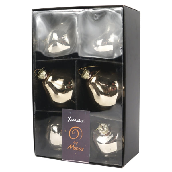 Xmas By Moos Christmas Baubles Grey 8 Cm 6 Pieces