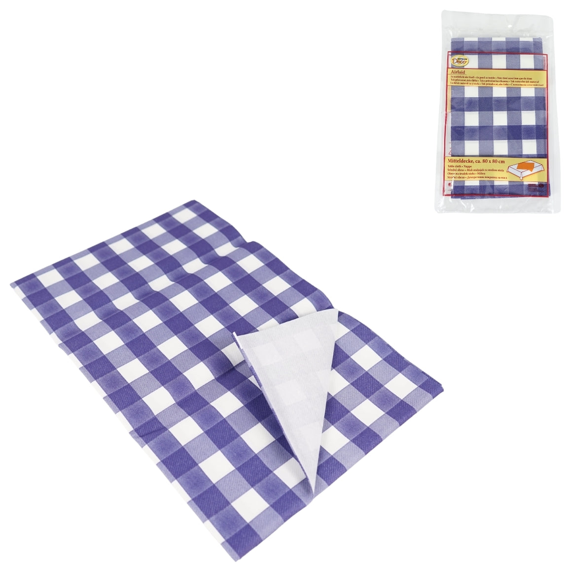 Blue Checked Paper Tablecloth 80 X 80 Cm