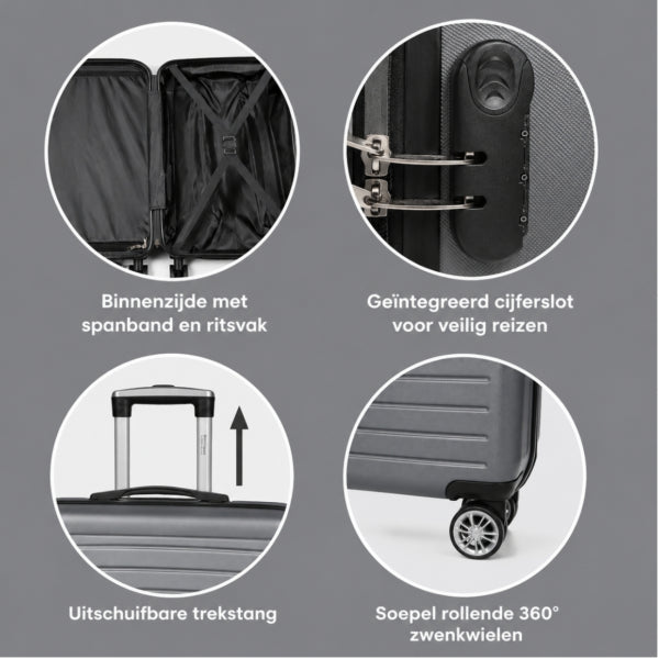Sunset Black Luggage Set 95/56/27 L Set Of 3