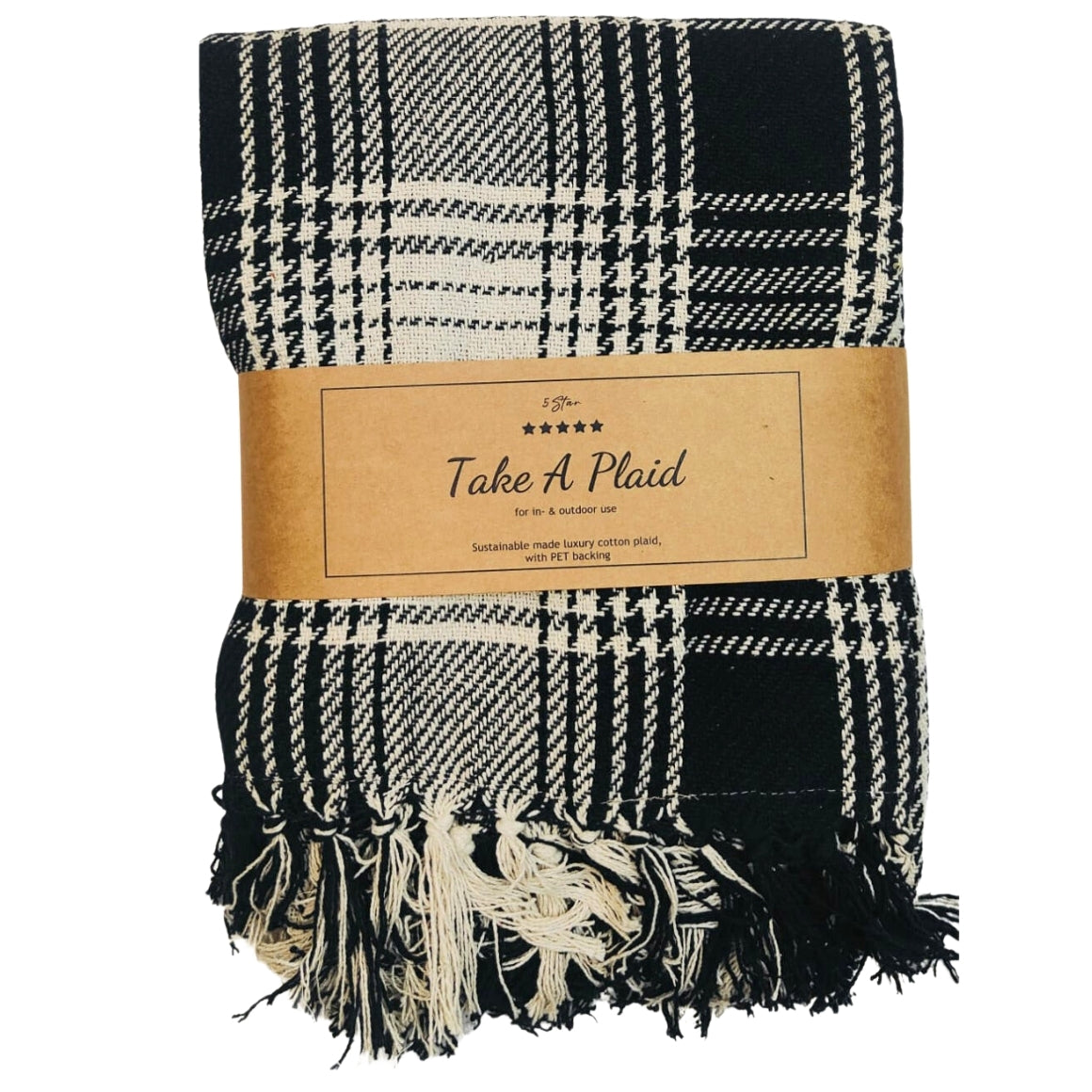 Take A Plaid Polyback Picnic Throw Black/white 160 X 160 Cm