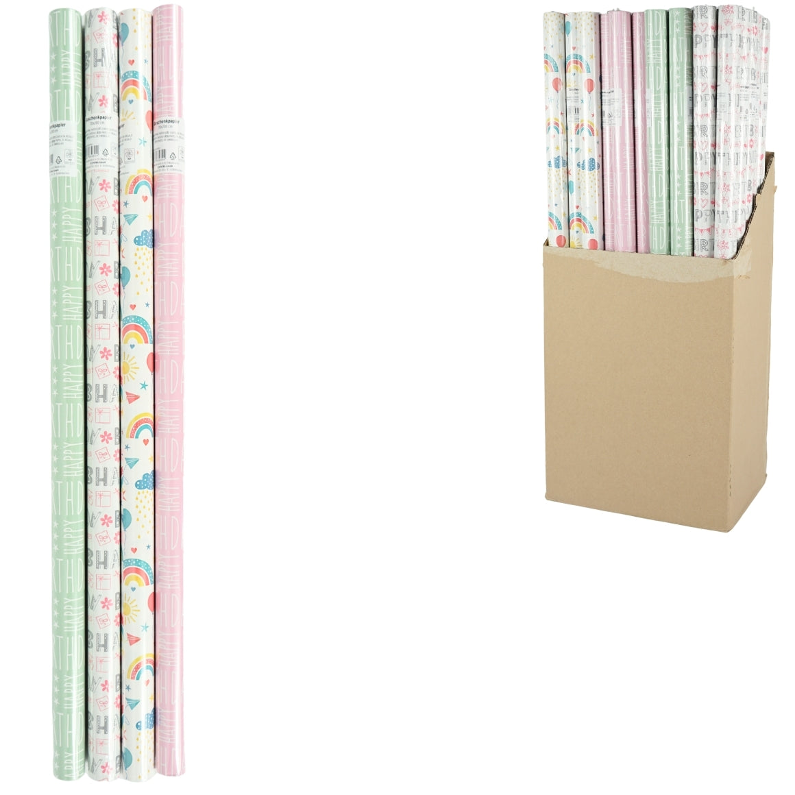Happy Birthday Wrapping Paper 200 X 70 Cm 4 Assorted