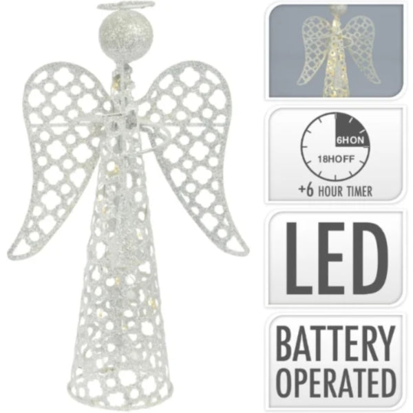 Christmas Angel Sparkle Led Battery Operated White 30 Cm
